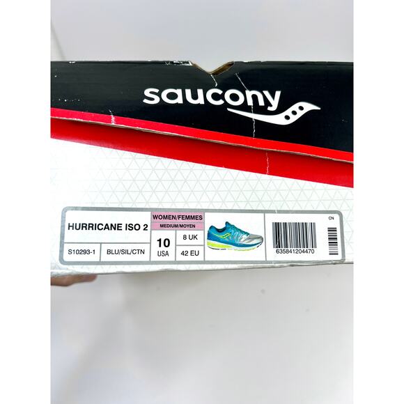 Saucony Size 10 Hurricane ISO 2 Womens Athletic Running Shoes BLUE/SILVER/CITRON - Picture 4 of 16